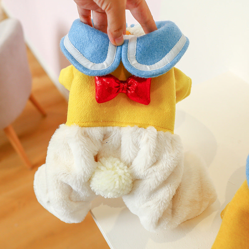 Padded Doll Collar Bowknot Pet Cotton Jacket