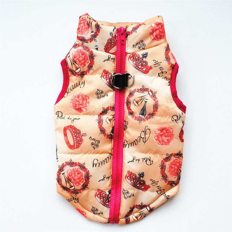 Pet clothing autumn and winter pet puppy jacket vest traction buckle