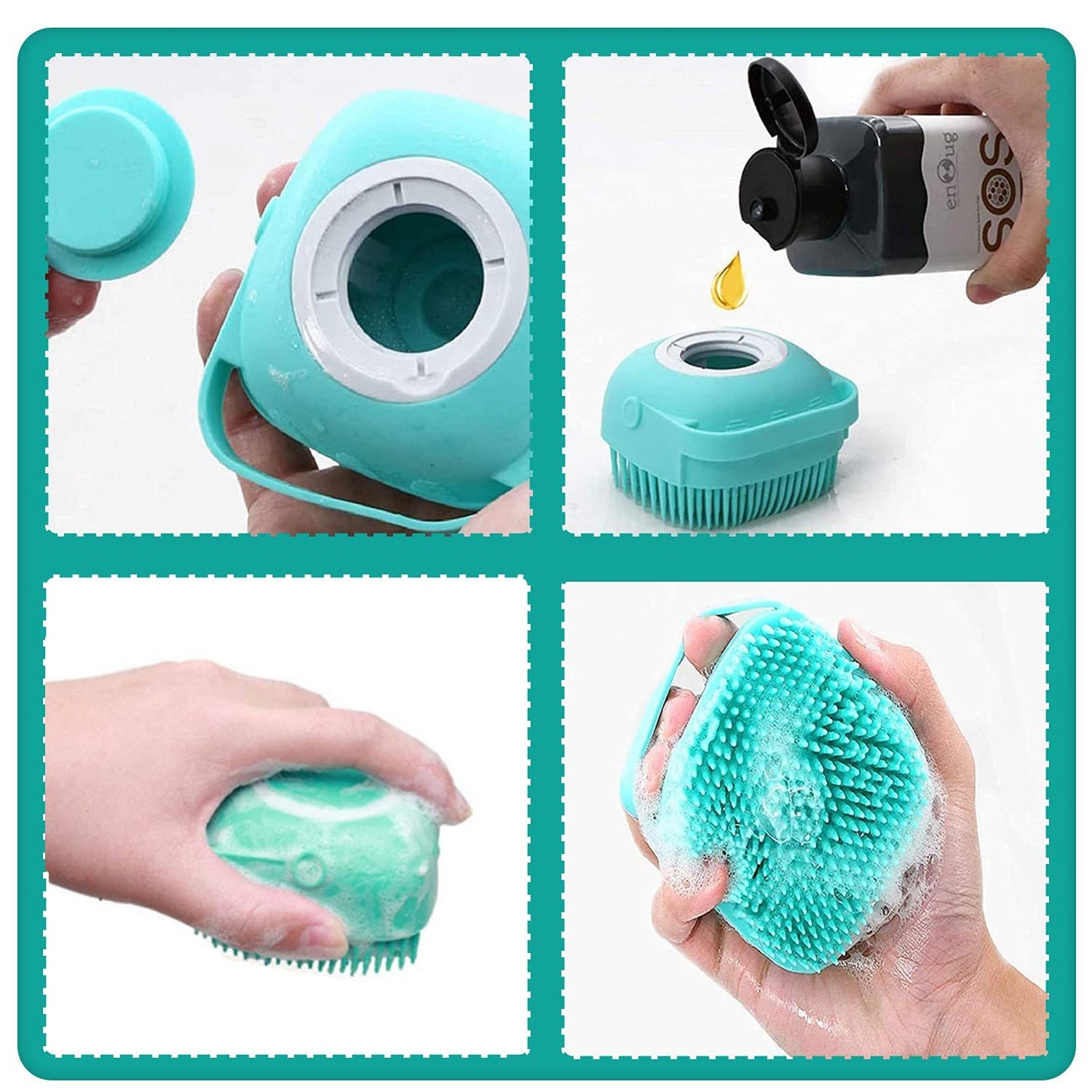Pet Grooming Brush With Soap Dispenser For Dogs And Cats Soft Silicone Bristles, Long Short Hair Friendly
