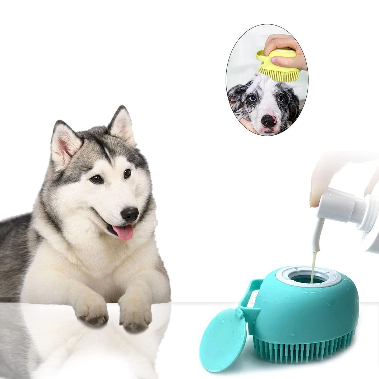 Pet Grooming Brush With Soap Dispenser For Dogs And Cats Soft Silicone Bristles, Long Short Hair Friendly