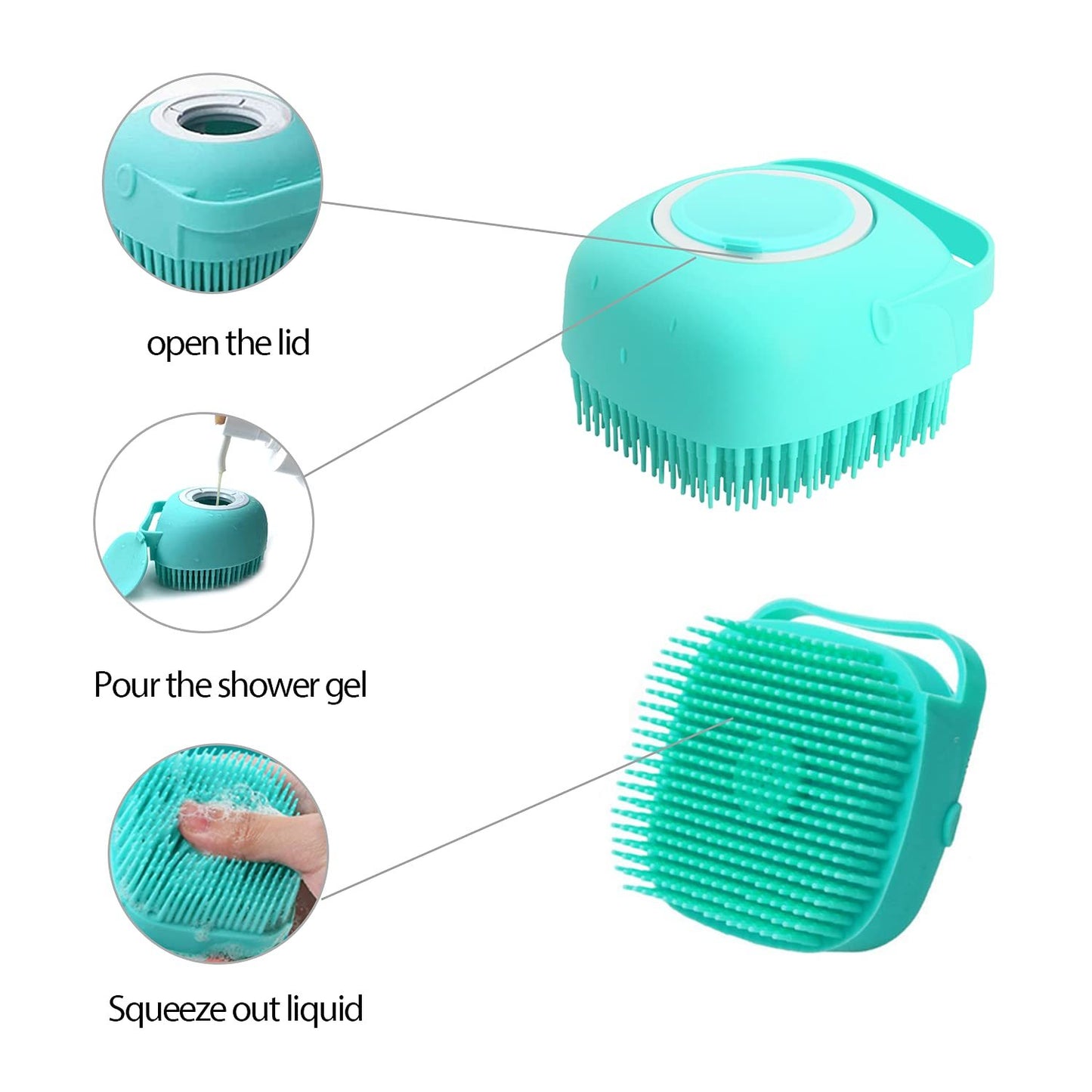 Pet Grooming Brush With Soap Dispenser For Dogs And Cats Soft Silicone Bristles, Long Short Hair Friendly