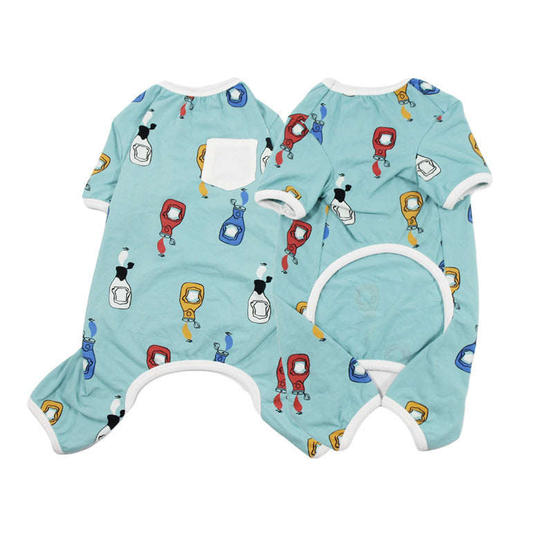 Autumn And Winter Pet Cotton Pajamas Cute Dog Clothes