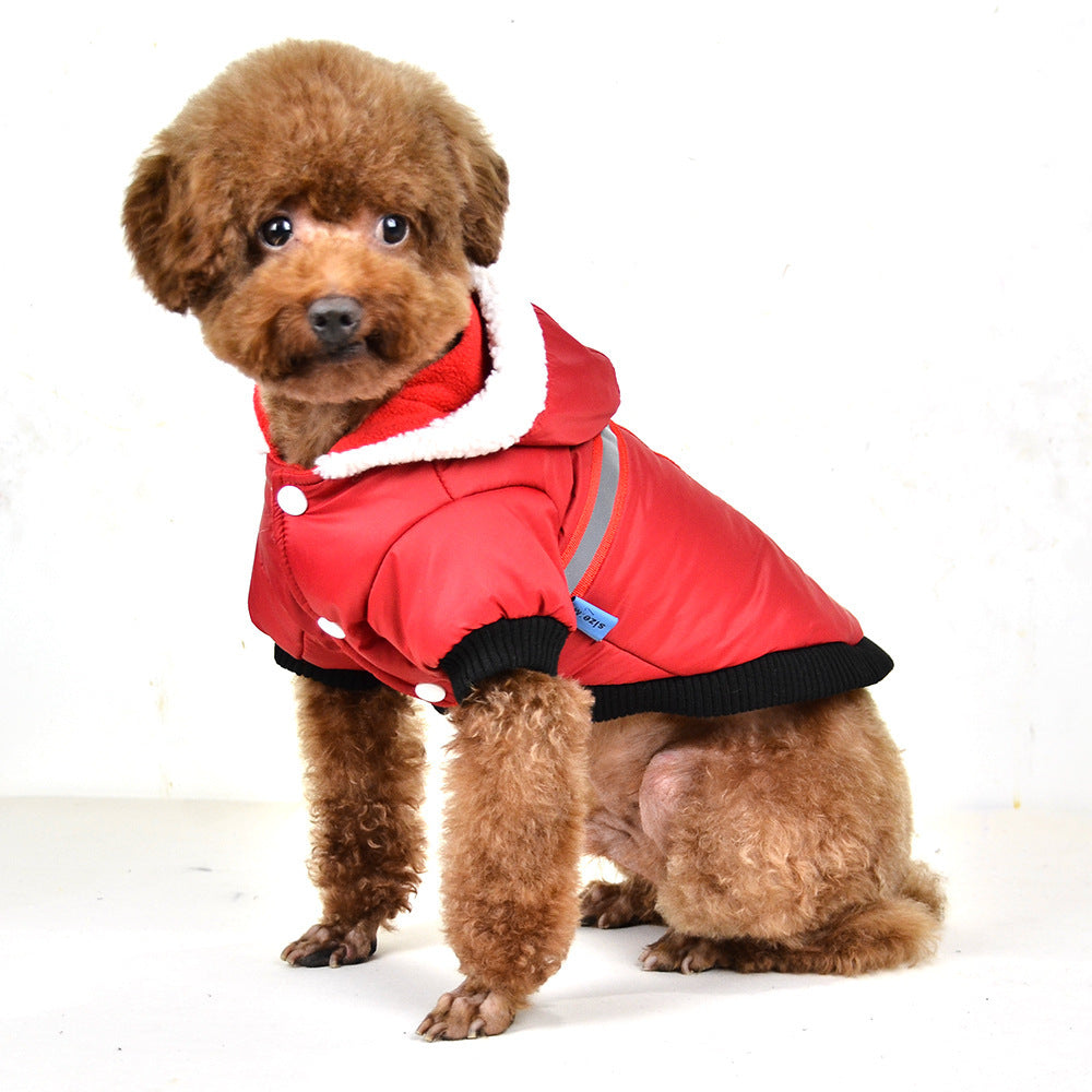 Pet Hooded T-shaped Reflective Silk Cotton-padded Jacket