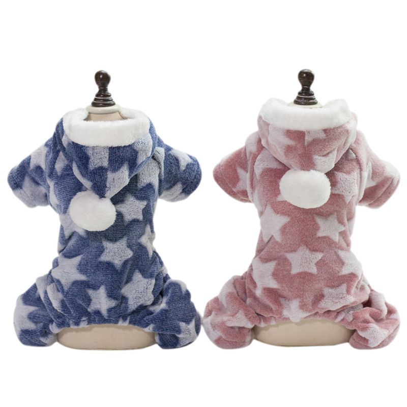 Plush thick four-legged dog clothes