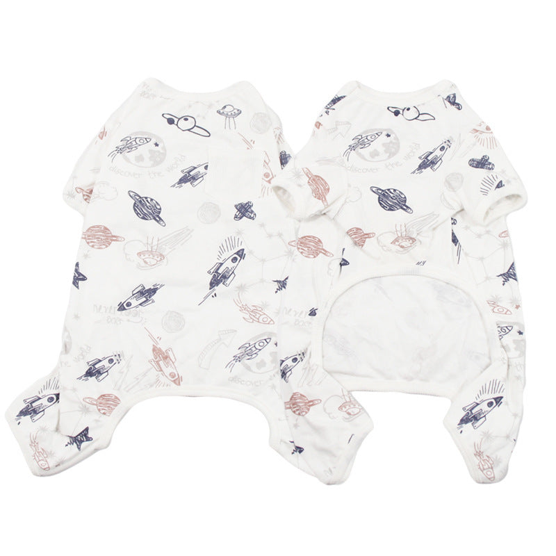Autumn And Winter Pet Cotton Pajamas Cute Dog Clothes