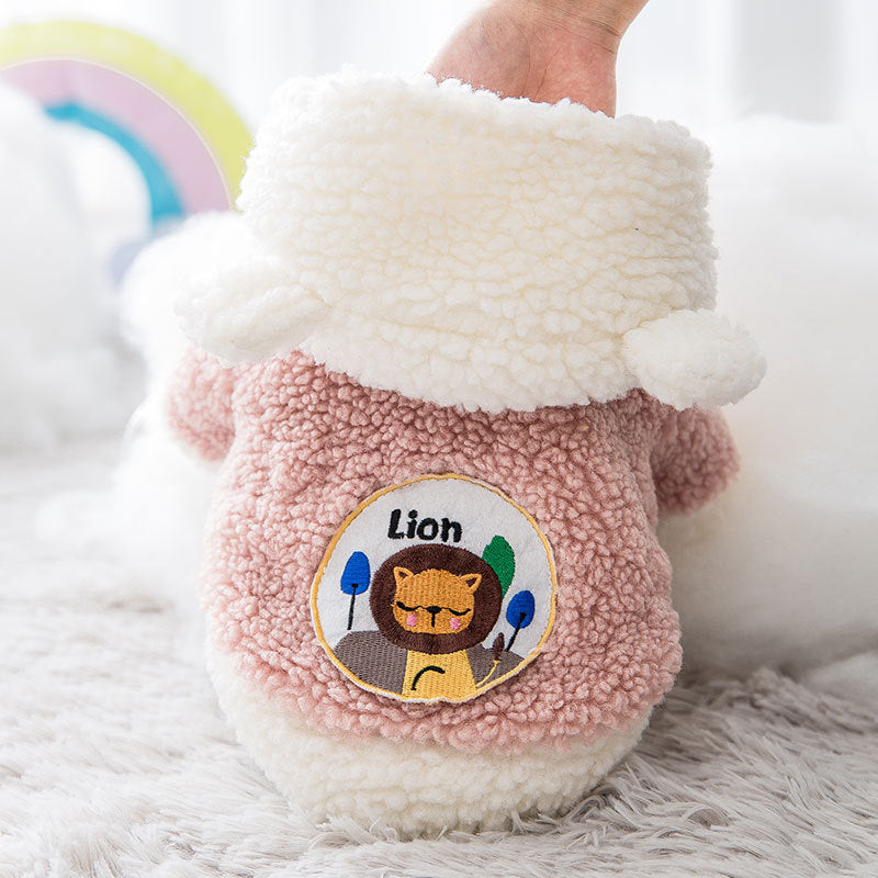 Thickened Warm Cotton Two-legged Cartoon Plus Velvet Cat Pet Clothes