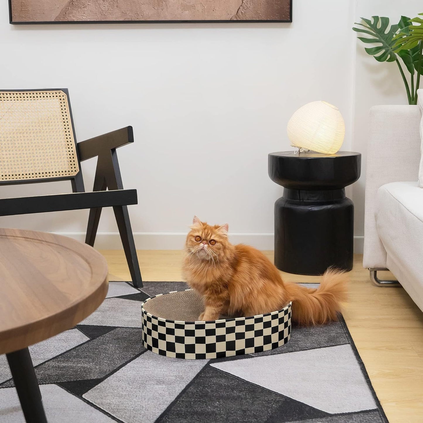 2 In 1 Cat Scratcher Cardboard Oval Cat Scratch Pad And Bowl Nest For Indoor Cats