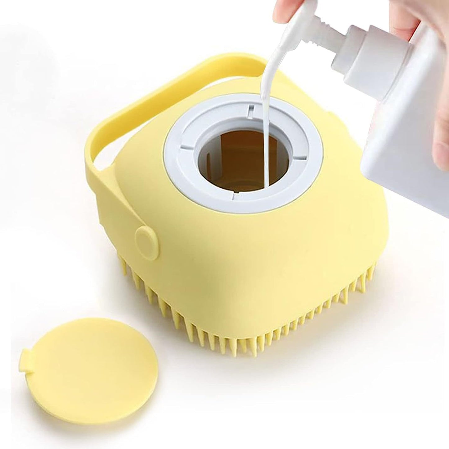 Pet Grooming Brush With Soap Dispenser For Dogs And Cats Soft Silicone Bristles, Long Short Hair Friendly