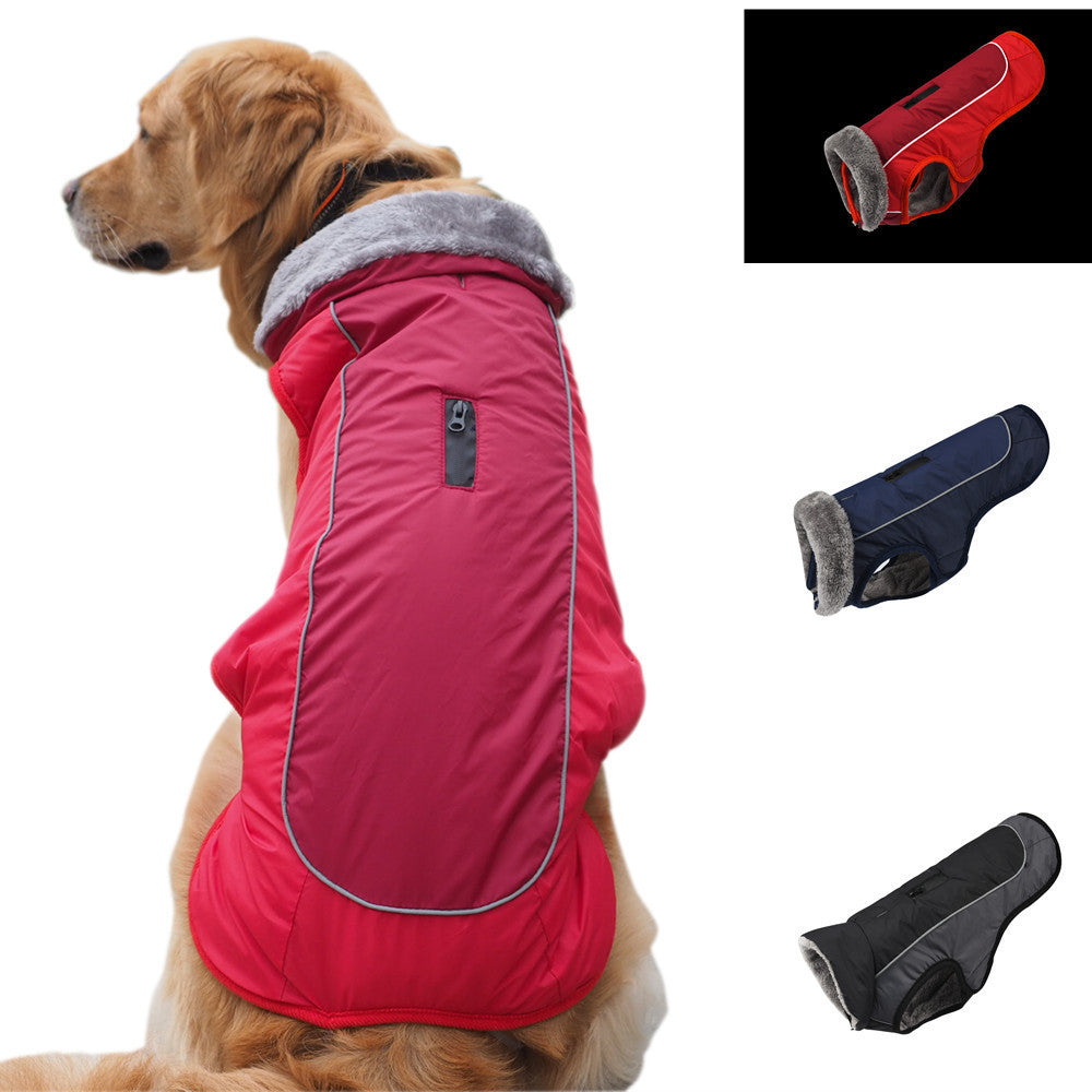 Fur Collar Pet Clothes Reflective Waterproof Dog Cotton-padded Clothes