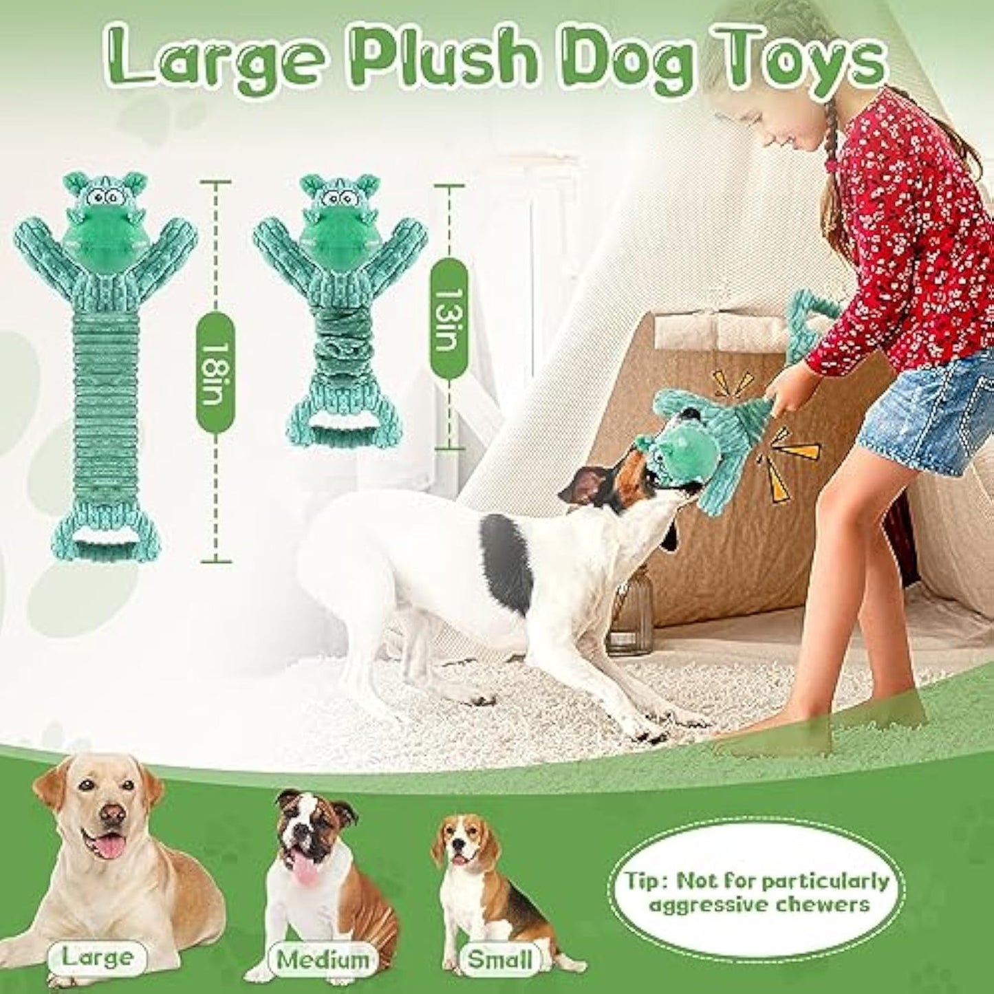 Large Squeaky Dog Toys Plush Dog Toys With Soft Fabric For Small Medium And Large Pets Tug Of War Dog Toys For Indoor Play