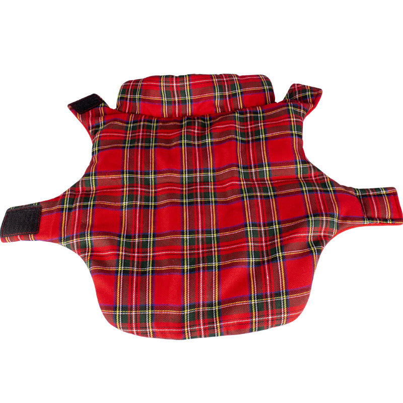 Dog Clothes Thickened Warm Cotton Coat Red Plaid Vest