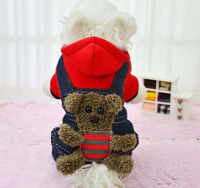 Dog hooded four-legged padded coat