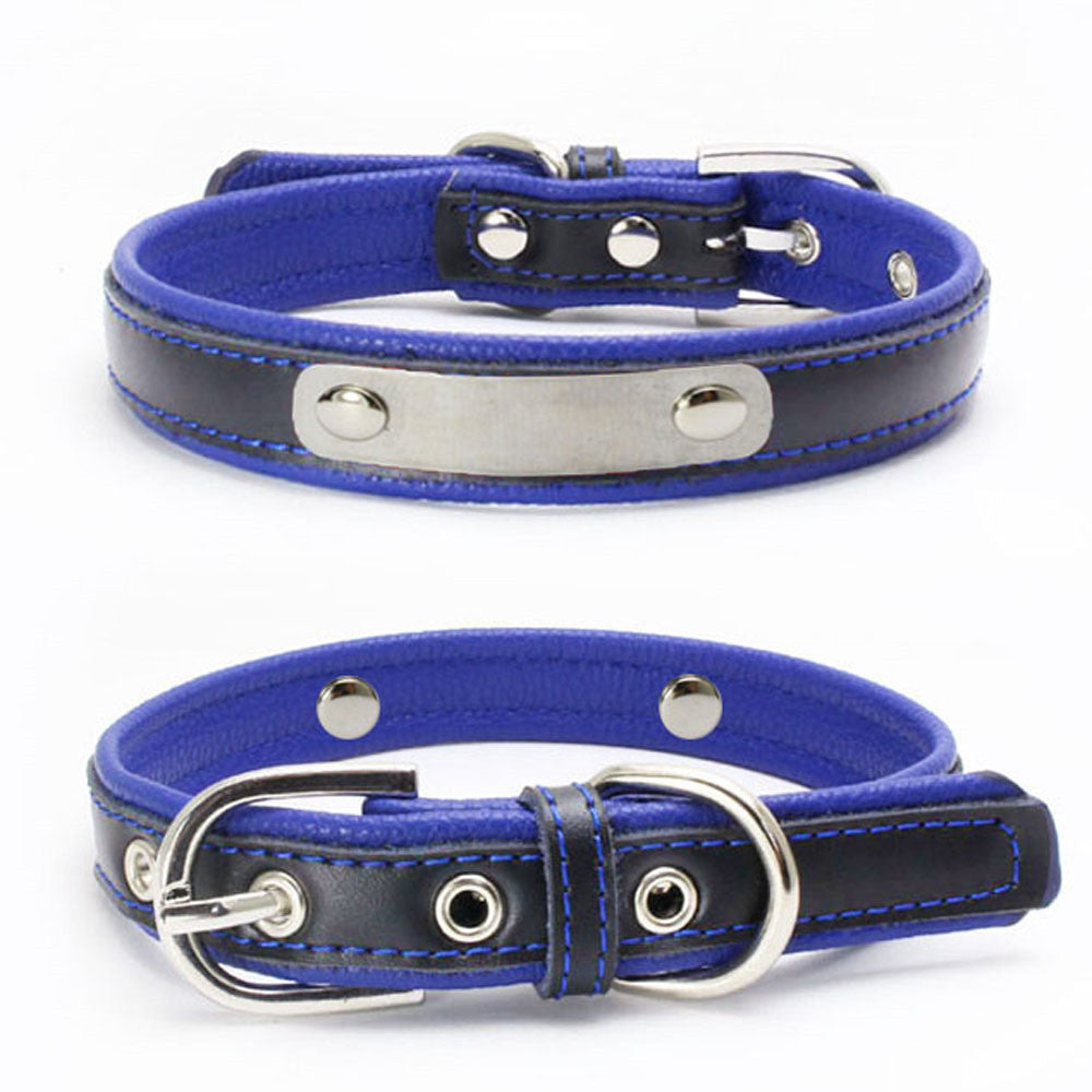 Double Leather Collar With Backing Collar For Dog Leash