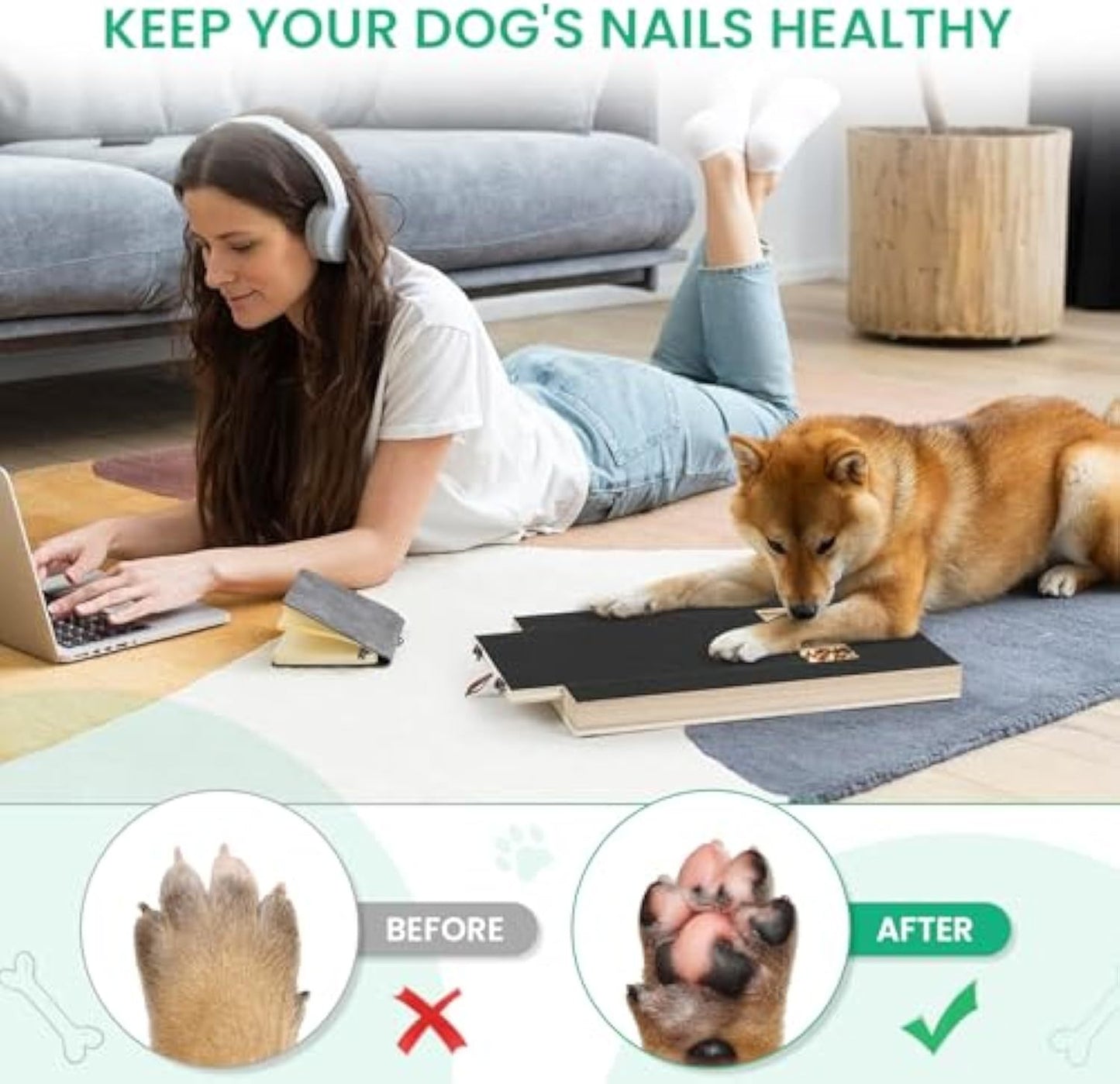 Dog Nail Scratch Board, Dog File Board Dog Nail Grinder Board Scratch Pad For Nails With Treat Box Pets Nails Trimming For All Dog Sizes