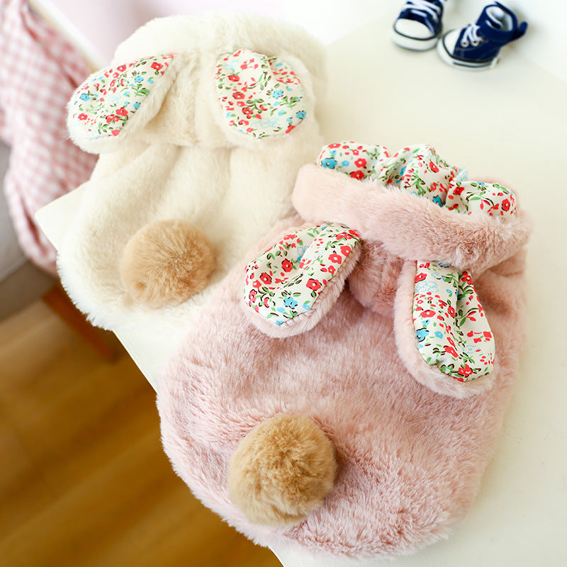 Pet Dog Floral Rabbit Big Ear Cotton Coat