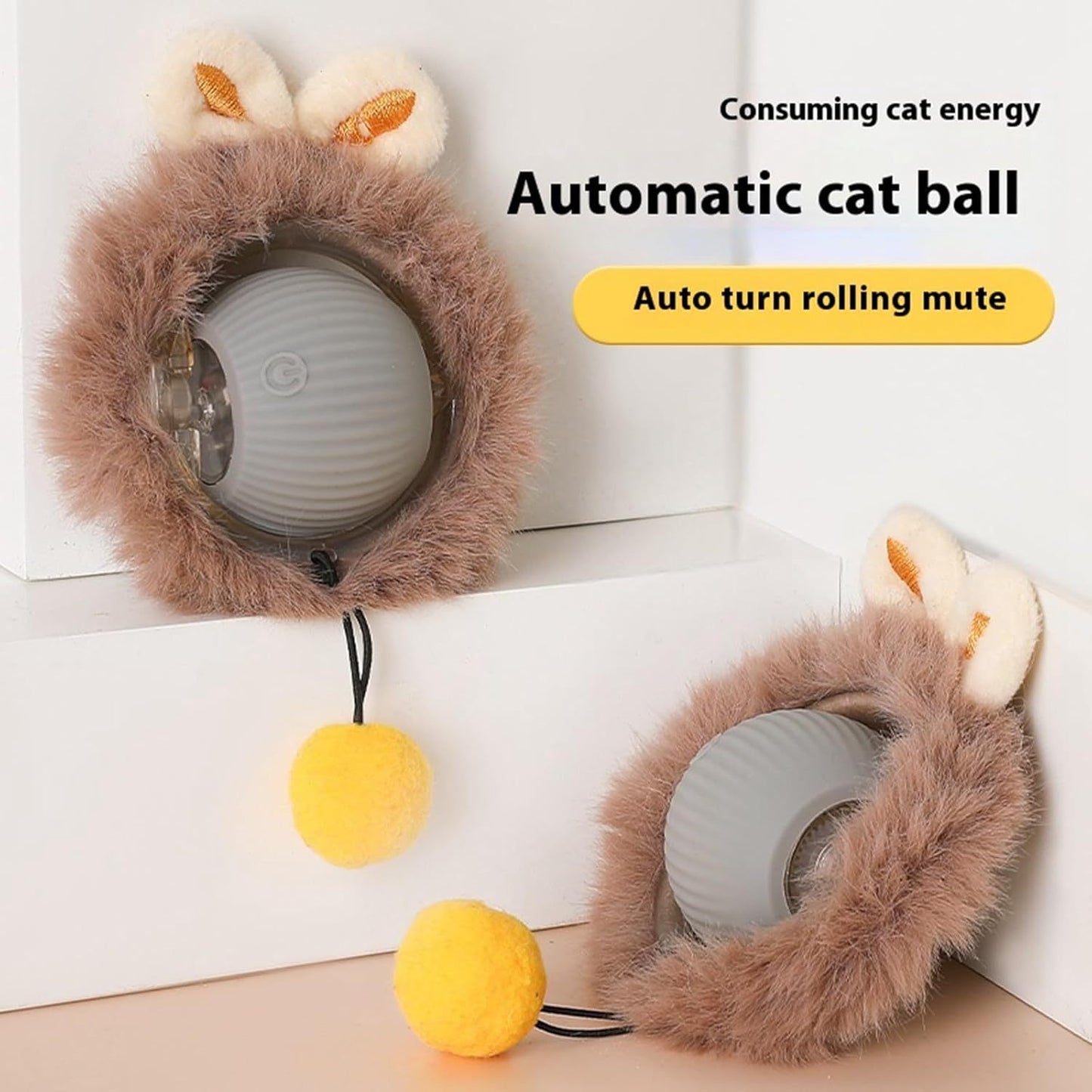 Interactive Cat Toys Rolling Ball Dog Ball Smart Automatic Rotating Rolling Ball With String, Interactive Self Moving Balls Toys For Large Small Dogs