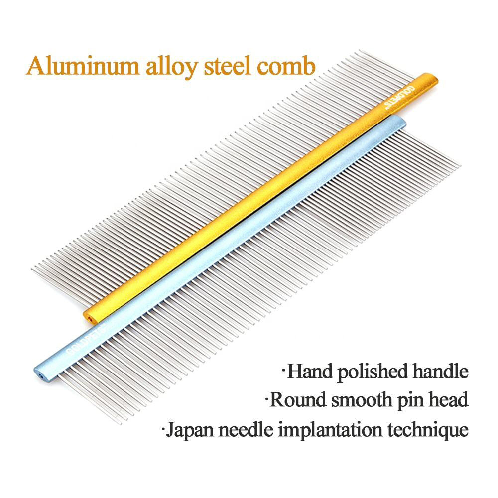 Colorful Comb Beautician Competition Beauty Styling Comb Rounded Needle Aluminum Alloy Stainless Steel Pet Comb