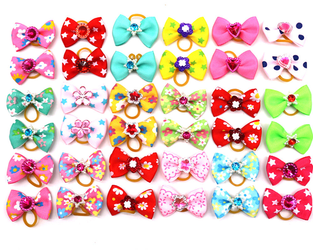 Pet Bow Head Flower Dog Rubber Band Accessories