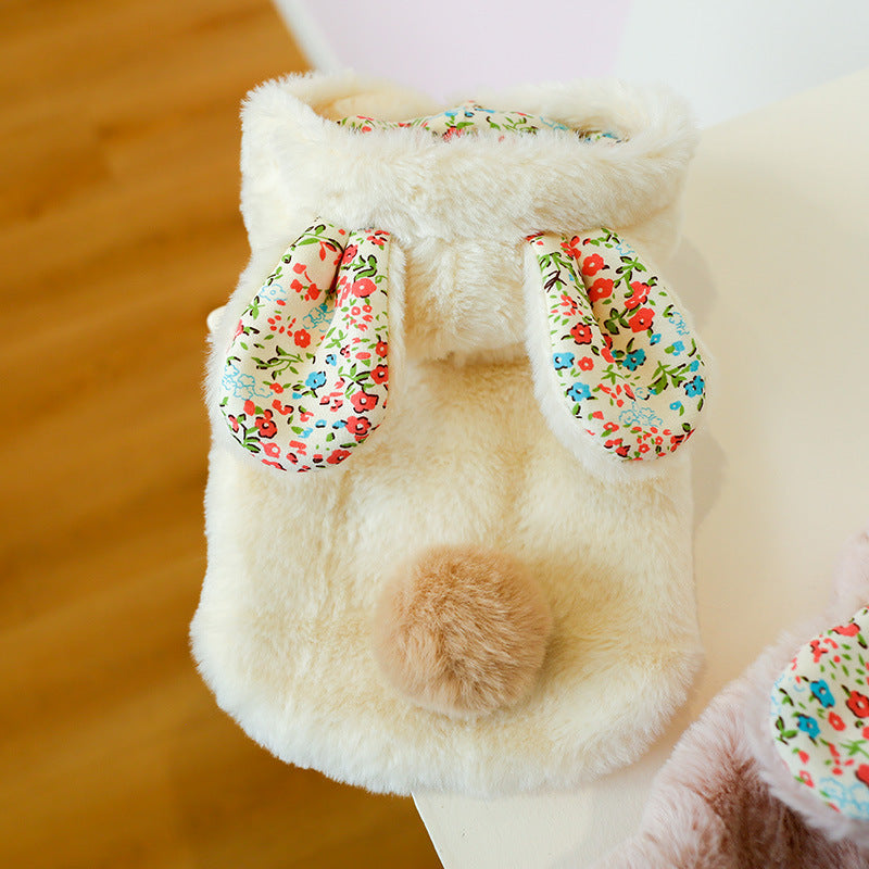 Pet Dog Floral Rabbit Big Ear Cotton Coat