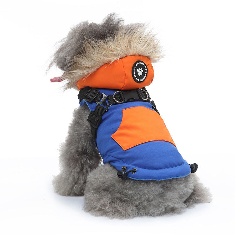 Pet Supplies Dog Breast Collar Winter Clothing Cotton Coat Chest And Back Traction