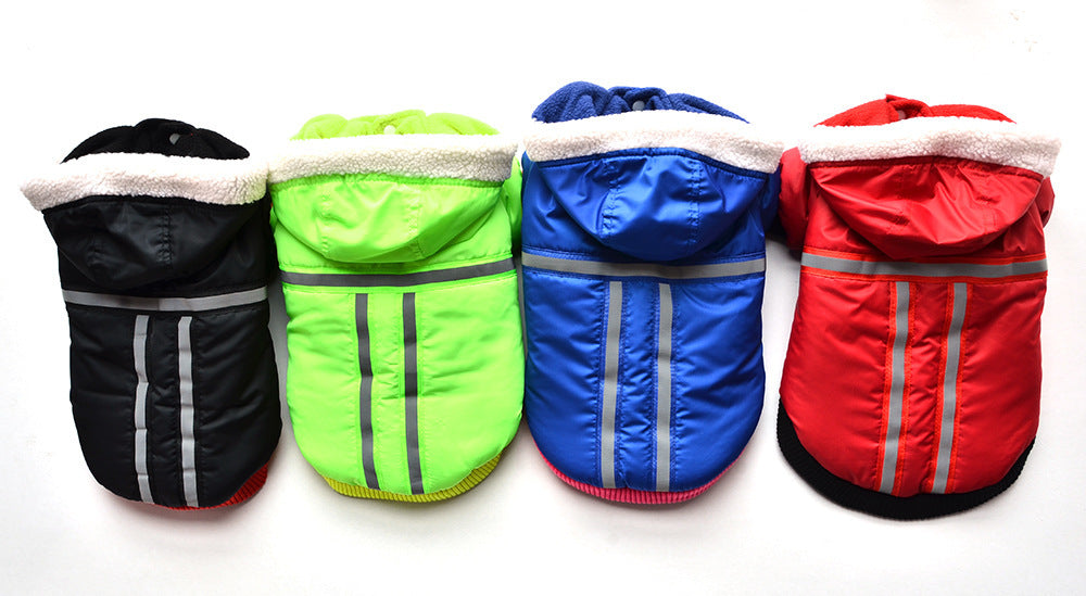 Pet Hooded T-shaped Reflective Silk Cotton-padded Jacket