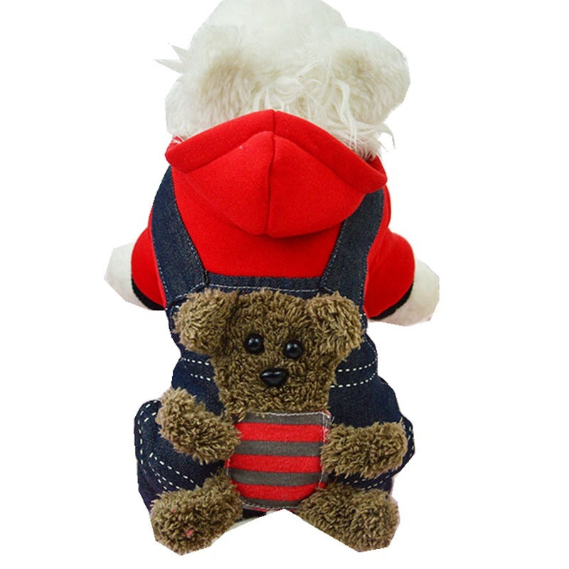 Dog hooded four-legged padded coat