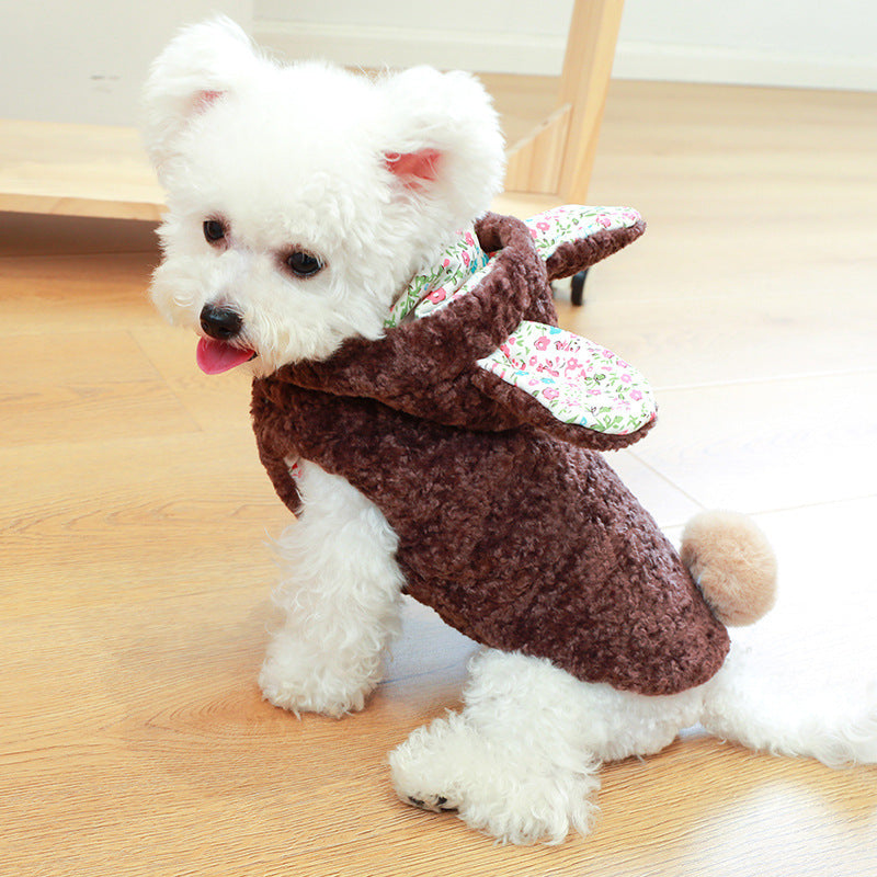 Pet Dog Floral Rabbit Big Ear Cotton Coat