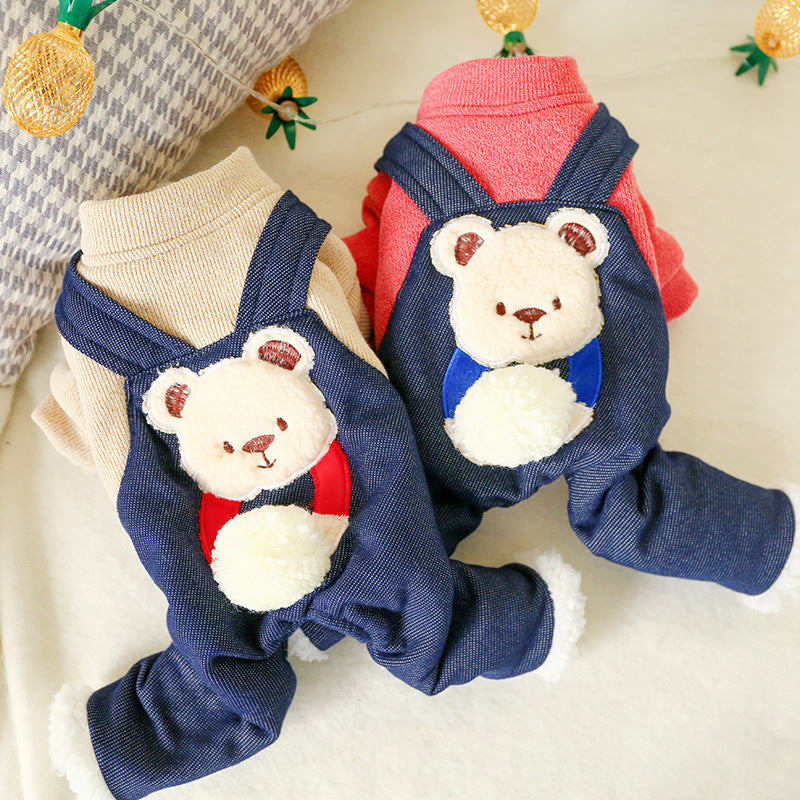 New Warm Thick Cotton Padded Coat Hug Bear Four Legged Coat