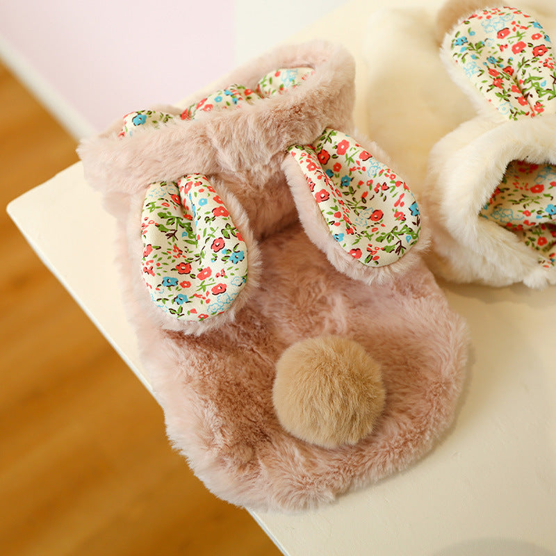 Pet Dog Floral Rabbit Big Ear Cotton Coat