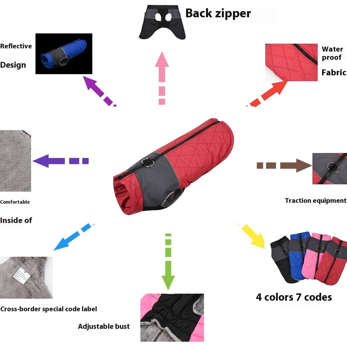 Chest Back Outdoor Pet Clothes Autumn And Winter Dog Clothes Waterproof