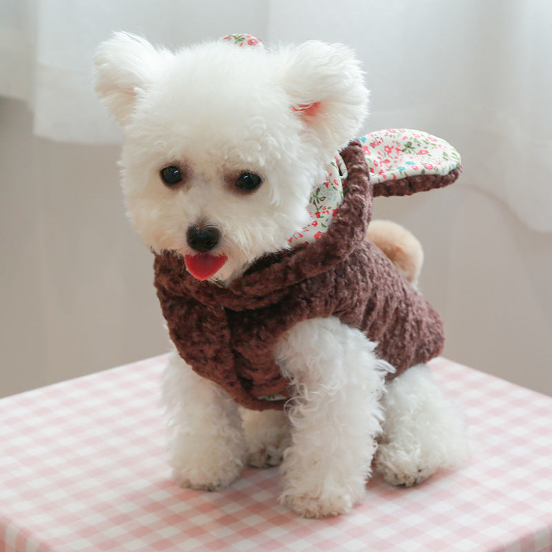 Pet Dog Floral Rabbit Big Ear Cotton Coat