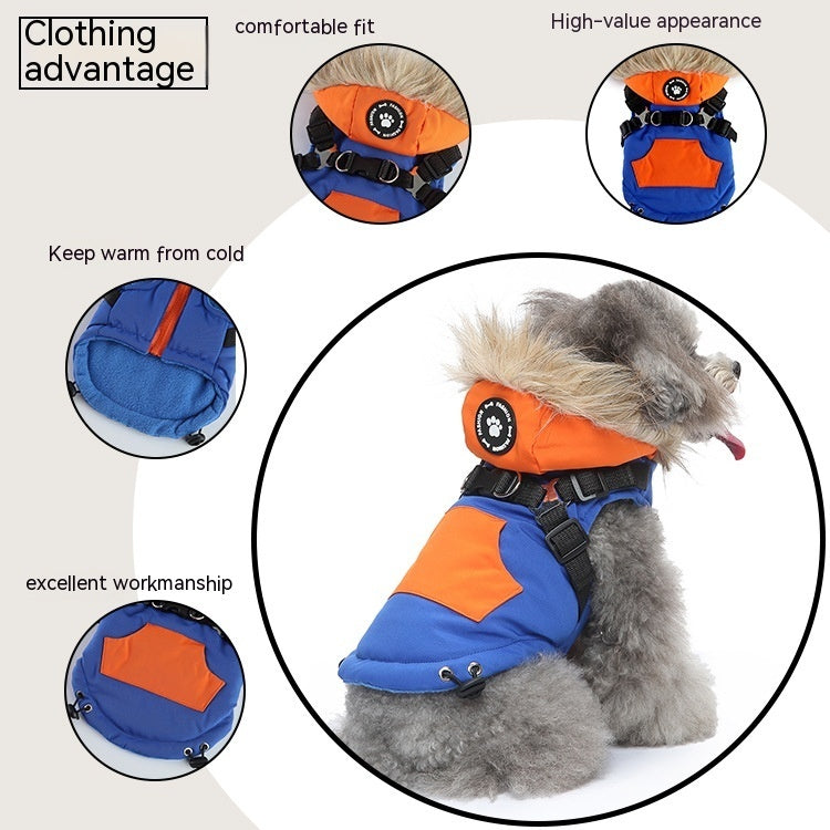 Pet Supplies Dog Breast Collar Winter Clothing Cotton Coat Chest And Back Traction