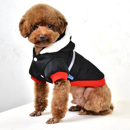 Pet Hooded T-shaped Reflective Silk Cotton-padded Jacket
