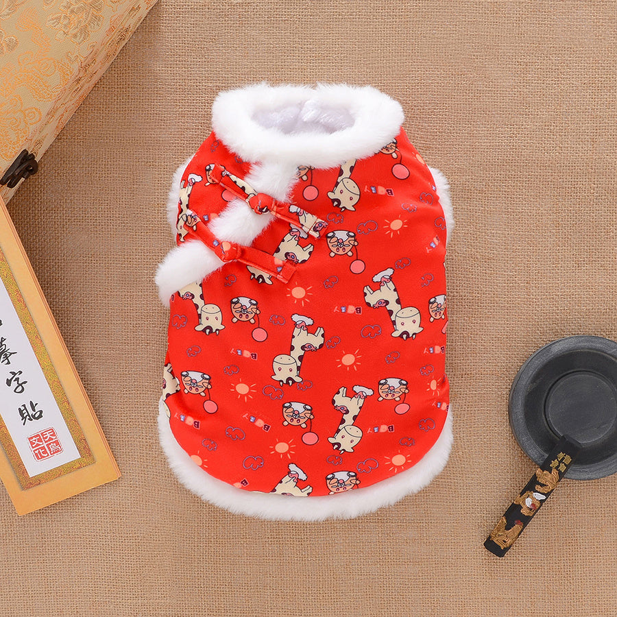 Dog Clothes Winter Thicken Warm Tang Suit