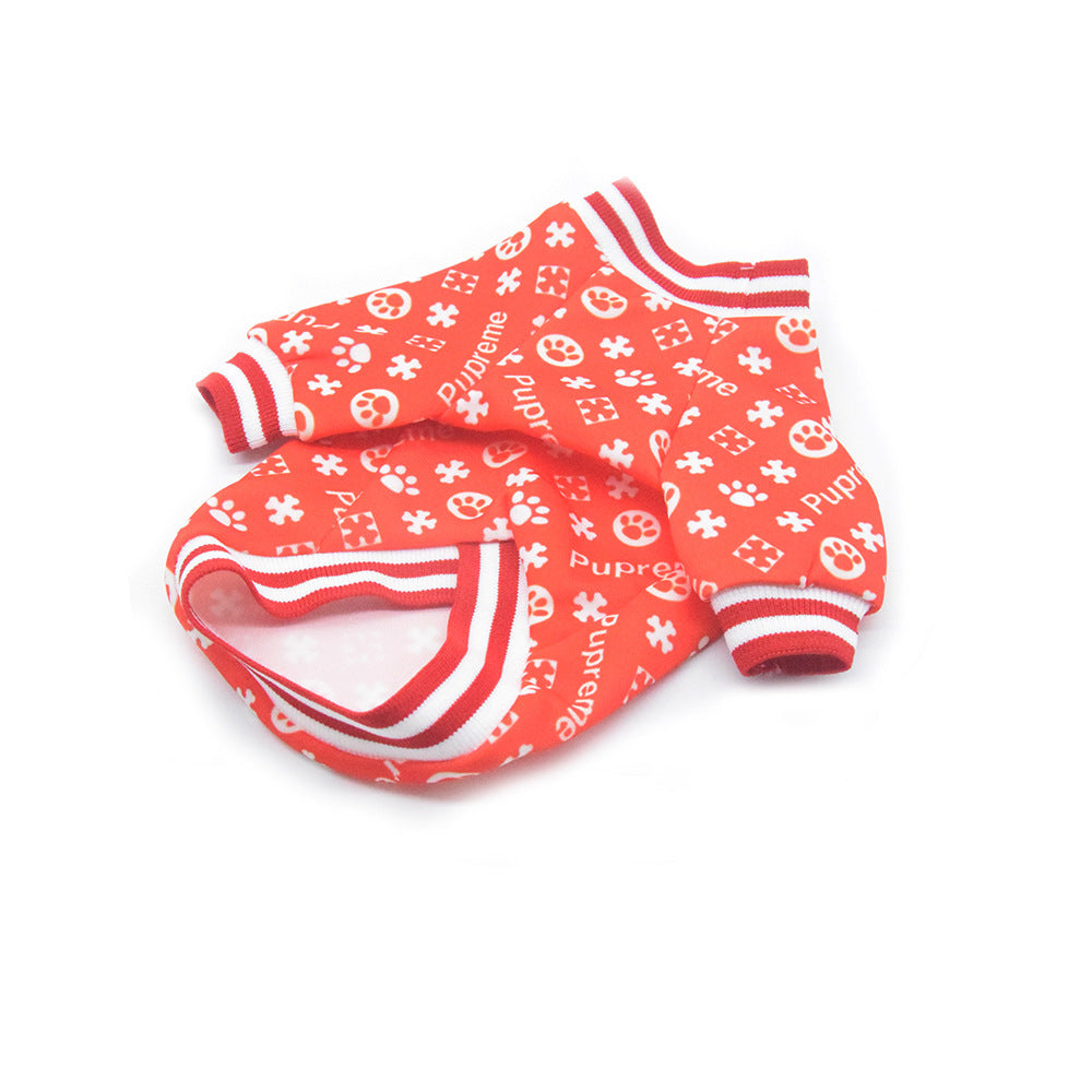 Trendy Brand Dog Clothes Net Celebrity Dog Clothes With Dog Paws Full Print