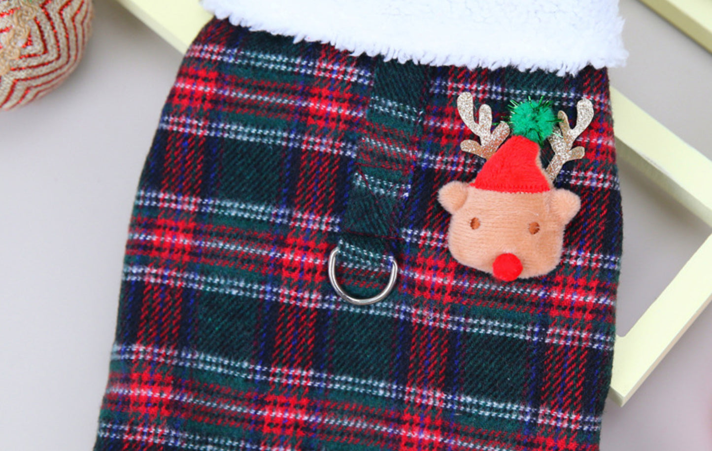 Pet Clothing Two-leg Cotton-padded Clothes Christmas Plaid Vest