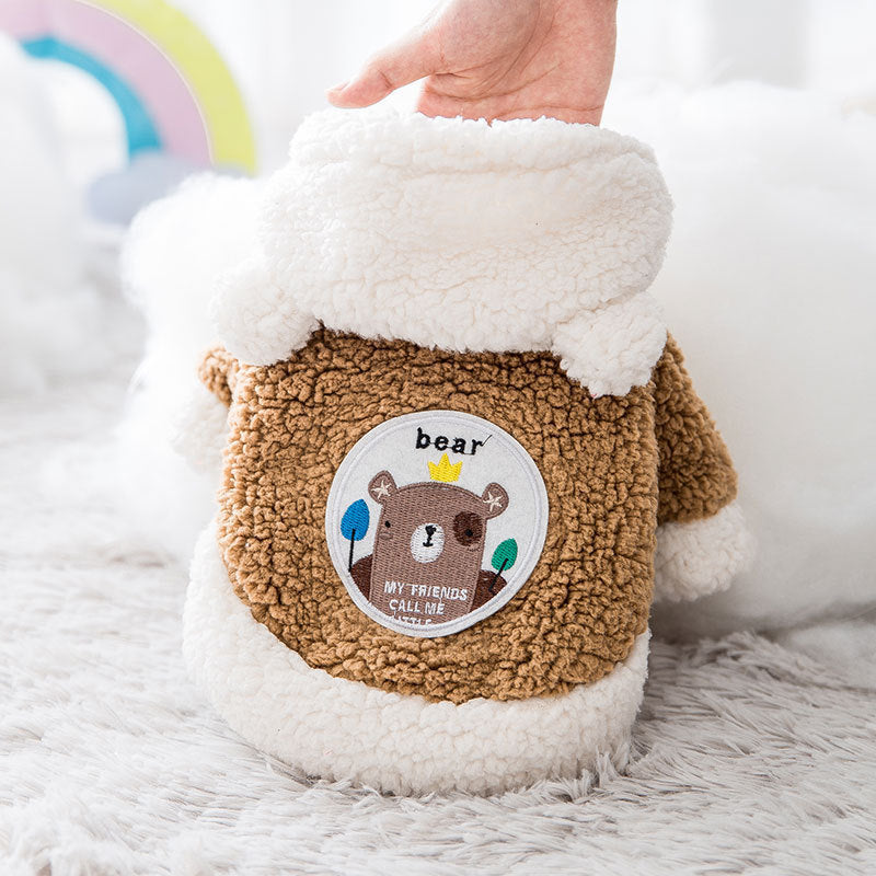 Thickened Warm Cotton Two-legged Cartoon Plus Velvet Cat Pet Clothes