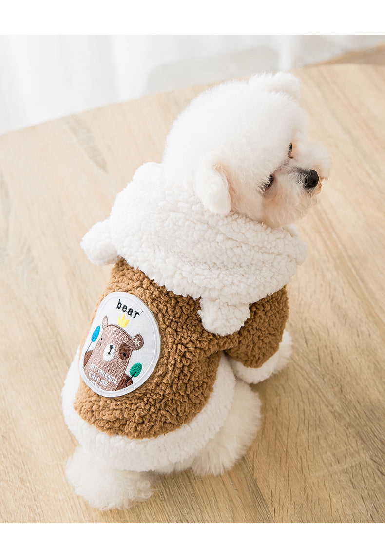 Thickened Warm Cotton Two-legged Cartoon Plus Velvet Cat Pet Clothes