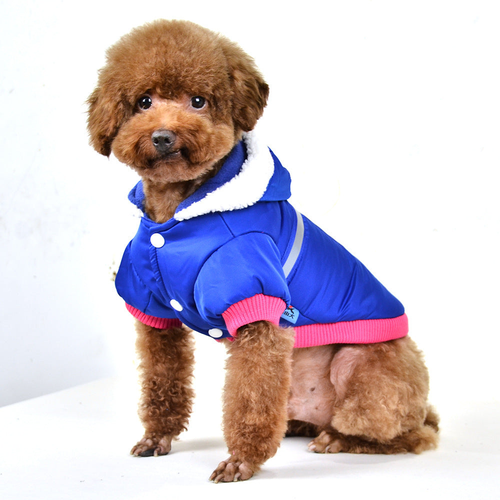 Pet Hooded T-shaped Reflective Silk Cotton-padded Jacket