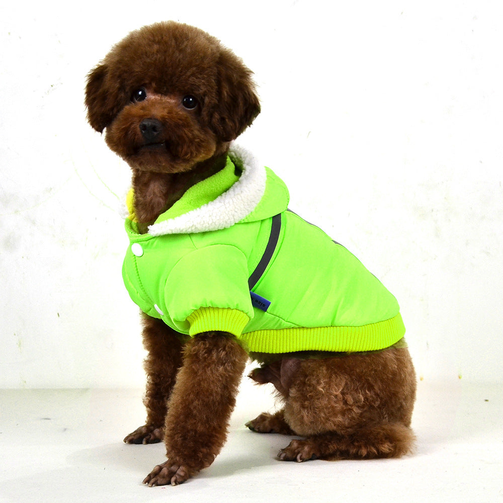 Pet Hooded T-shaped Reflective Silk Cotton-padded Jacket