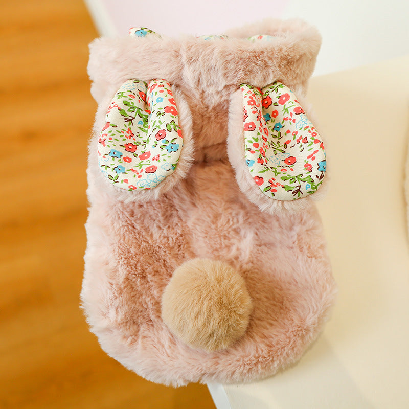 Pet Dog Floral Rabbit Big Ear Cotton Coat