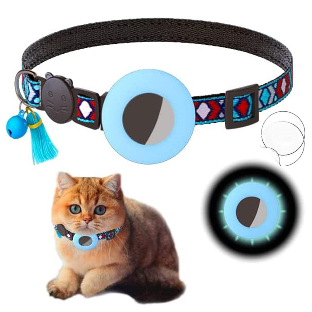 Pet Collar Geometric Pattern Cat With Bell
